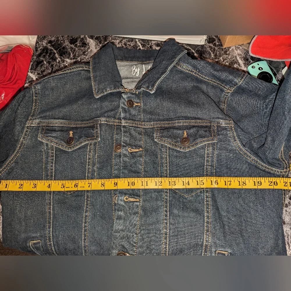 Design by LEE LO Dark Denim Jacket with IUP on the Back Med